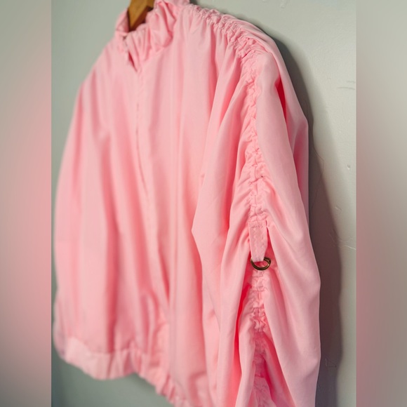 Vintage Bomber Jacket Windbreaker 80's Ken Pink by Abraxas Track Style SZ XL NEW - Picture 6 of 16